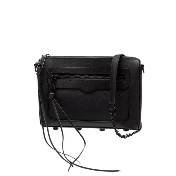 Rebecca Minkoff Black Leather Crossbody Bag with Chain Strap